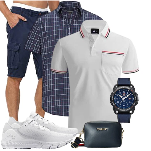 DunkelBlau/Blau Hemd Cargo Short/Bermuda Indicode kombinieren