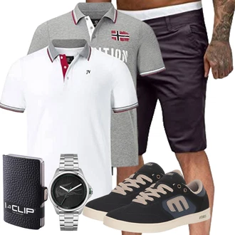 Zweiteilige Outfit mit Lila/Dunkelrot/Khaki/Schwarz/Dunkelbraun Chino Shorts/Bermuda/Kurze Hose/Musselin Shorts/Baggy Short HHOP "Casual Look"