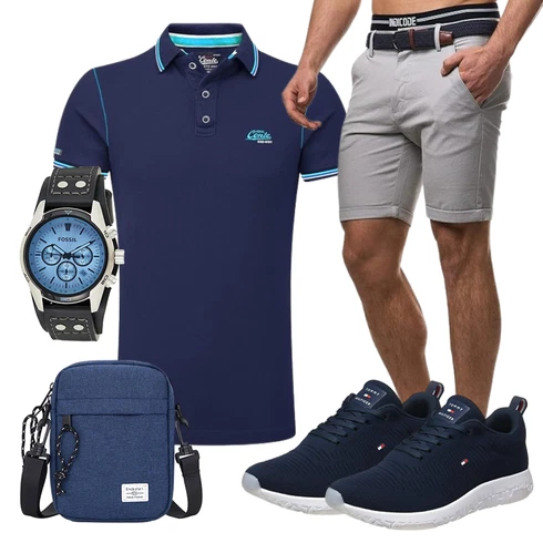 Old Money Grau/Khaki/Hellgrau Hemd Chino Shorts/Bermuda/Kurze Hose/Musselin Shorts Indicode kombinierenLook: Casual, Classic, Feine, Nahtlos, Sportlich, Moderne, Old Money