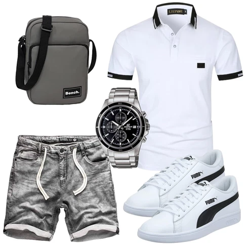 Grau/Hellgrau/Dunkelgrau Hemd Jeans Short/Leinen-short/Kurze Hose/Baggy Short/Musselin Shorts/Bermuda Sublevel kombinieren