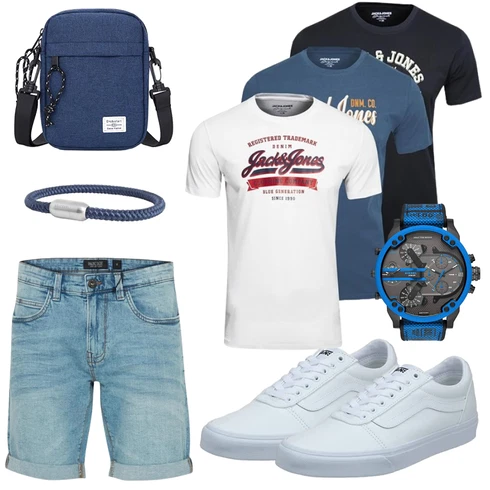 Blau/Hellblau/Pastell Jeans Short/Bermuda Indicode kombinieren