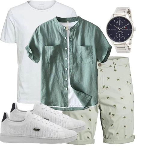 Old Money Hellgrün/Dunkelgrün/Khaki Hemd Chino Shorts/Bermuda/Musselin Shorts/Kurze Hose Jack & Jones kombinierenLook: Preppy, Outdoor, Coole, Skater, Smart Casual, Safari, Maritim, Schön, Unisex, Old Money