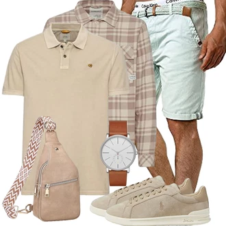 Outfit mit Braun/Beige Mini-Rucksack/Gürteltasche/Schultertasche/Geflochtene Tasche/Mini-Rucksack/Umhängetasche Suweir "Casual Outfits"