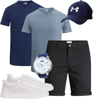 Old Money Outfit mit Khaki/Schwarz/Beige/Dunkelgrau Chino Shorts/Bermuda/Kurze Hose/Musselin Shorts Jack & Jones "Casual Outfits"Look: Casual, Classic, Skater, Coole, Smart Casual, 20er Jahre, Unisex, Premium, Schön, Löwe, Old Money