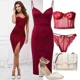 Outfity na Nový rok s Fialová/Tmavě červená/Vínová Zimní šaty s dlouhým rukávem/Elegantní Šaty/Přiléhavé Šaty/Odvážné Šaty/Šaty v Délce do Lýtka/Šaty s dlouhým rukávem/Midi Šaty/Šaty s nadýchaným rukávem/Pouzdrová Šat/Šaty na Podzim AX Paris "Červený svatební host outfit"