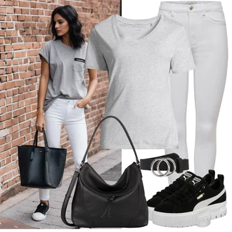 90tá léta Skating Outfit s Černá Teniska Zimní Tenisky/Skate Bota/Teniska na platformě/Nízká Teniska/Letní Tenisky Puma "Letní oblečení"Look: 90tá léta, Extravagantní, Hip Hop, Skater, Běhání, Skating, Bruslení