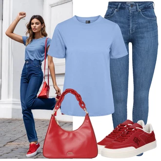 Boja Outfit sa Crvena/TamnoCrvena Vintage Tenisica/Tanka Tenisica/Niska Tenisica/Kožna Tenisica/Teddy Tenisica/Skate cipela Tommy Hilfiger "Moderna kombinacija za slobodno vrijeme"