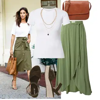 St?edov?k Outfit s Zelená/Tmav? zelená Object "Módní letní vzhled"Look: Rad, Emo, Disko, Elegantní, Irský, Jazz, St?edov?k, Old Money, Romantický