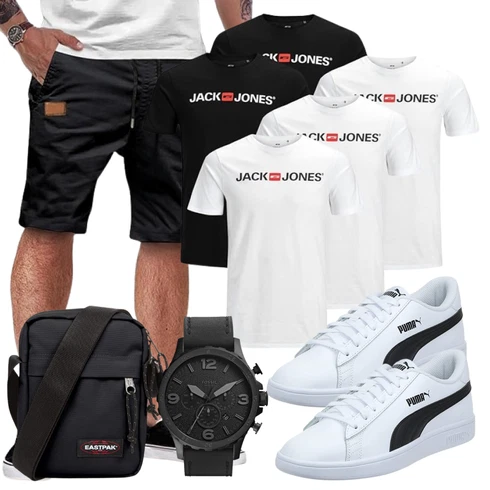 Schwarz/Dunkelgrau/Khaki Hemd Chino Shorts/Cargo Short/Bermuda/Kurze Hose/Baggy Short/Musselin Shorts JMIERR kombinieren
