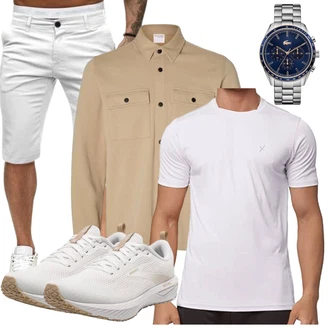 Outfit mit Weiß/Creme/Grau Bermuda/Chino Shorts/Kurze Hose/Capri ALLABREVE "Cool Outfit"