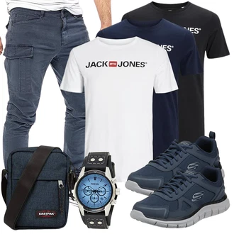 Elegant Outfit mit Blau/Dunkelblau/Grau Boyfriend Hose/Chino Hose/Löcherne Hose/Skinny Hose/Cargo-Jogginghose/Kurze Hose/Capri/Freizeithose/Cargohose/Cargo Short/Slim Hose Yazubi "Cool Outfit"Look: Moderne, Empire, Smart Casual, Coole, Schön, Casual, Workwear, Techno, Nahtlos, Trendige, Unisex, Elegant