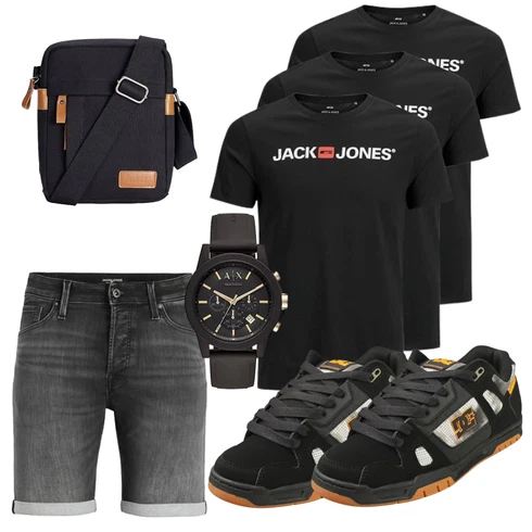 DunkelGrau/Grau Hemd Jeans Short/Bermuda/Kurze Hose Jack & Jones kombinieren