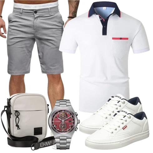 Grau/HellGrau Chino Shorts/Bermuda/Kurze Hose/Cargo Short Uusollecy kombinieren
