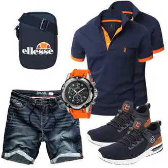 Sommer Outfits Coole mit Blau/Dunkelblau/Hellblau/Lila Jeans Short/Kurze Hose Sublevel "Cool Outfit"Look: Coole, Skater, Casual, Sportlich, Rad