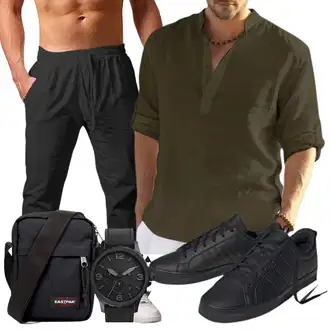 Sommer Outfits Firmenfeier mit Schwarz/Dunkelgrau/Khaki Runcati "Cool Outfit"Look: Bar, Wasen, Pop Konzert, Schule, Electro, Firmenfeier