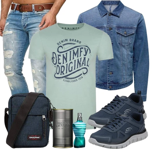 Blau/Hellblau Kurze Jeansjacke Only & Sons kombinieren