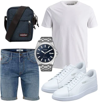 Outfit mit Blau/Dunkelblau/Pastell/Hellblau Jeans Short/Bermuda b BLEND "Cool Outfit"