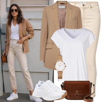 Chic Outfits Športno Poroka mit Bela/Siva Ozka superga/Superge Nizka/Usnjene superge kinetix "damski blazer športno eleganten"Look: Modna, Unisex, Športno, Estetski, Priložnostne, Koncert, Šola, Pop koncert, Rave, Večerja, Poroka