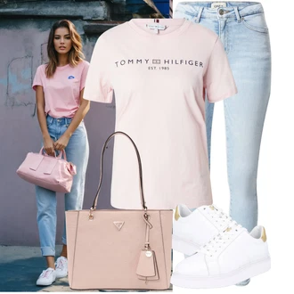 Outfit sa Bijela/Krem Tenisica Tenisice s patentnim zatvaračem sa strane/Kožna Tenisica/Tanka Tenisica/Ljetna Tenisica/Niska Tenisica Polo Ralph Lauren "Lagana odjeća"