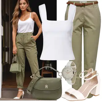Outfit sa Siva/Pink/Krem/Bijela/Bež Ručni sat/Poklon set satova/Alat za satove/Džepni sat Lacoste "Moderna kombinacija za slobodno vrijeme"