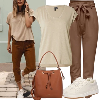 Outfit s Béžová/Krémová/Khaki/Bílá Úzká Teniska/Kožené Tenisky/Plátěná Teniska/Nízká Teniska Polo Ralph Lauren "Vkusný letní outfit"