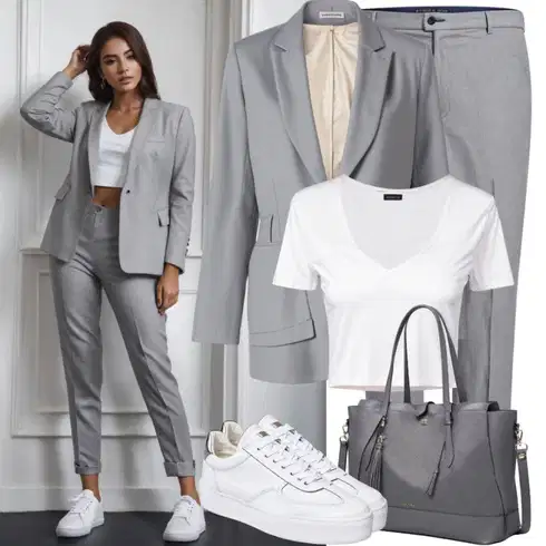 Kombinace Kůže Šedá/Světle šedá Košile Capri/Cargo Tepláky Kaffe