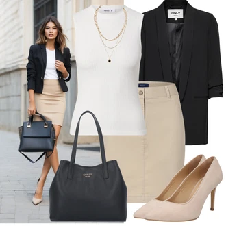 Outfit s Béžová/Khaki Moderní Sukně/Tužková sukně/Sukně Pro Školní Uniformu/Kalhotová sukně/Krátká Sukně/Kancelářská Sukně/Sukně S Délkou Ke Kolenům/Sukně Pro Vysokou Školu GANT "Letní oblečení"
