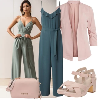 Outfit s Tyrkysový/Zelená/Modrá/Světle modrá Overal Svatební kombinéza/Slavnostní Overall/Elegantní Overal/Overal se širokými nohavicemi/Letní Overall Only "Hezký Letní Vzhled"