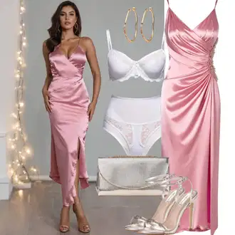 Outfity na Nový rok s Růžová Babydoll Šaty/Saténové šaty Nasty Gal "Klasický svatební styl"