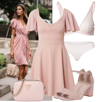 Outfit s Růžová Plesové Šaty/Letní Šaty/Žerzejové Šaty/Elegantní Šaty/Šaty Do Áčka/Skater šaty/Šaty s nadýchaným rukávem/Šaty Fit & Flare Wal g. "Stylový vzhled pro volný čas"