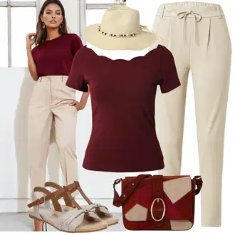 Outfit s Béžová/Bílá/Krémová/Žlutá Klobouk/Pokrývka hlavy About You "Vkusný letní outfit"
