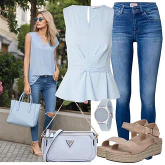 Móda pro plnoštíhlé Svatební host Outfit s Světle modrá/Modrá Šaty Móda Pro Plnoštíhlou/Tunika/Tričko & Top Móda pro plnoštíhlé/Halenka Móda Pro Plnoštíhlou About You "Stylové kombinace pro volný čas"