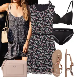Outfit s Zlatý Letní Bota/Pletený Sandál/Sandál se třpytkami/Páskový Sandál/Sandál S T Páskem About You "Lehký outfit"