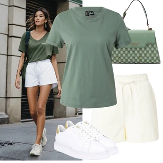 Outfit sa Bijela/Krem Tenisica Tenisice s patentnim zatvaračem sa strane/Kožna Tenisica/Tanka Tenisica/Ljetna Tenisica/Niska Tenisica Polo Ralph Lauren "Moderni ljetni outfit"