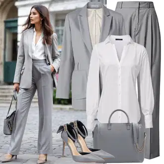 Kombinacije za matični ured Ležerno Gost sa Torba chiara "Minimalistički stil hlačnog odijela"Look: Ležerno, Elegantan, Lagano, Metalik, Premium, Pametno ležerno, Unisex, Vintage