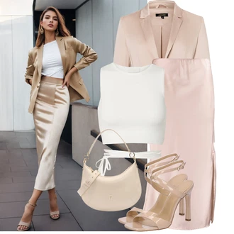 Kombinacije za ljeto sviatočné sa Bež/Smeđa baguette vrećica/Torba za pisma/Torba Za Preko Ramena Tommy Hilfiger "Ljetna odjeća"Look: Chic, Ured, Old Money, Talijanski, Prekrasan, Elegantan, sviatočné, Egirl