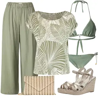 Ljeto Outfit sa Tamnozelena/Kaki/Zeleno Široka Hlača/Paperbag Hlača/Culotte Hlačice/Tradicionalna Hlača/Lanene Hlače/Hlače od muslina/Palazzo Hlača Only "Moderni ljetni outfit"