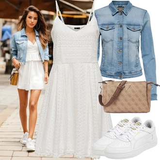 krajkou Outfit s Šedá/Bílá/Krémová Letní Šaty/Žerzejové Šaty/Šaty Na Ramínko/Skater šaty/Pletené Šaty/Šaty Do Áčka/Šaty na tenké ramínko/Šaty Ze Síťoviny/Sportovní Šaty Only "Módní letní vzhled"