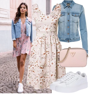 Kombinacije za ljeto Svatovski gost sa Pink/Ljubičasta/Bijela/Smeđa Haljina Veći Broj About You "Lijepi ljetni look"