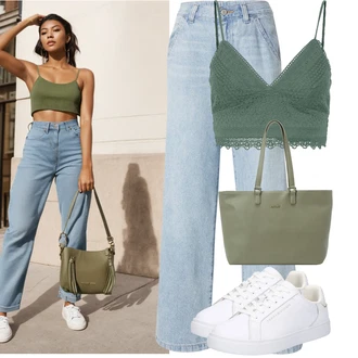 Outfit s Krémová/Bílá Teniska Kožené Tenisky/Tenisky s Bočním Zipem/Úzká Teniska/Nízká Teniska Tommy Hilfiger "Letní vzhled pro módní ženy"