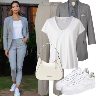 Outfity pro matriční úřad Lehký s Bílá Bustierový Top Gina Tricot "Módní kalhotové obleky"Look: Lehký, Cool, Disko, Old Money, Bezešvé, Skromné, Unisex