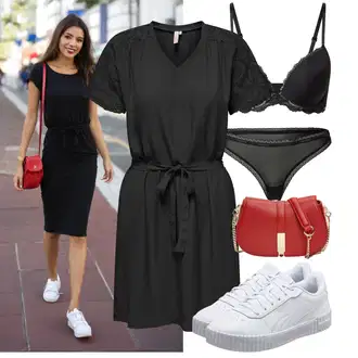 Outfity pro léto s Šedá/Tmavě šedá/Černá Košilové šaty/Šaty s Páskem/Zavinovací Šaty/Tunikové šaty/Tričkové šaty/Halenkové Šaty/Pouzdrové Šaty/Ležérní Šaty/Žerzejové Šaty/Občanské šaty Only "Hezký letní vzhled"