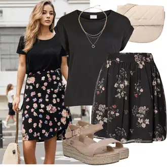 Outfit s Hnědá/Béžová Sandál Dianette/Římská sandála/Sandál S T Páskem/Rybářská sandála/Sandál se suchým zipem About You "Letní oblečení"