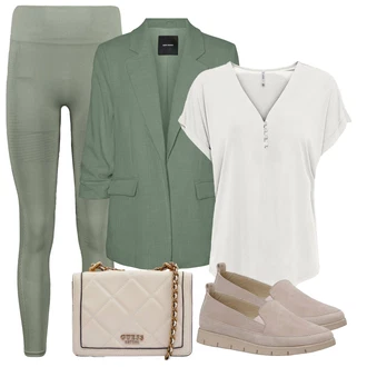 outfit mit Temno zelena/Khaki/Zelena Treggings/Športna Pajkica/Oblikovana Pajkica/Hlača za Tek/Pajkice z Razporkom/Pajkice z Visokim Pasom/Funkcionalne Hlače/Kolesarska Hlača Trendyol "Outfit za Sprehod"