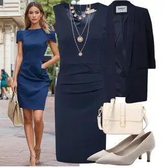 Outfit sa Tamnoplava Uska Haljina/Pamučna haljina/Pletena Haljina/Platnena Haljina/Haljina s Prednjim Patentnim Zatvaračem/Haljina Ravnog Kroja/Poslovna Haljina/Haljina za ured/Haljina Bez Rukava Kaffe "Lagana odjeća"