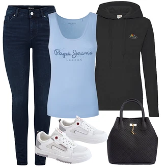 outfit mit Svetlo modra/Modra/Turkizna Top brez rokavov/Majica brez rokavov/Športna Majica brez rokavov/Grafična majica Pepe Jeans "poletna obleka"