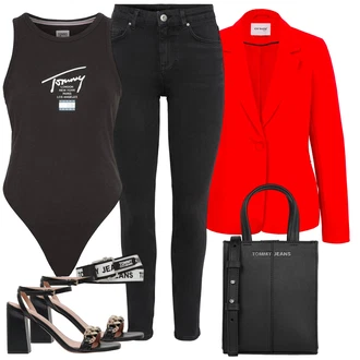 outfit mit Črna Majica za mišice/Majica brez rokavov/Grafična majica/Športna Majica brez rokavov/Top brez rokavov Tommy Jeans "poletna obleka"