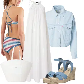 Til outfit mit Svetlo modra Denim Jakna/Rebrast Žamet Jakna/Crop Jakna/Kratka Jakna/Kratka Denim Jakna/Poletna jakna/Vintage Jakna levi's ® "poletna obleka"