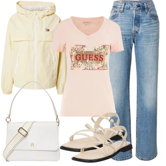 outfit mit Krem/Bela Torba za čez ramo/Satchel torba/Vrečka za prenašanje/Baguette torba/Billfold/Torbica za čez ramo Tommy Hilfiger "Poletni outfit"