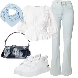 outfit mit Krem/Bela Superga Superge Nizka/Plato-Sneaker/Superge Z Bočno Zadrgo/Ozka Superga/Usnjene superge Tommy Hilfiger "Poletni outfit"
